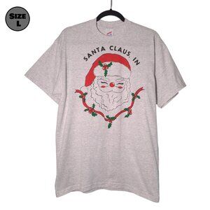 Santa Claus, Indiana USED Shirt (L, Gray, Y2K, Christmas, Holidays)